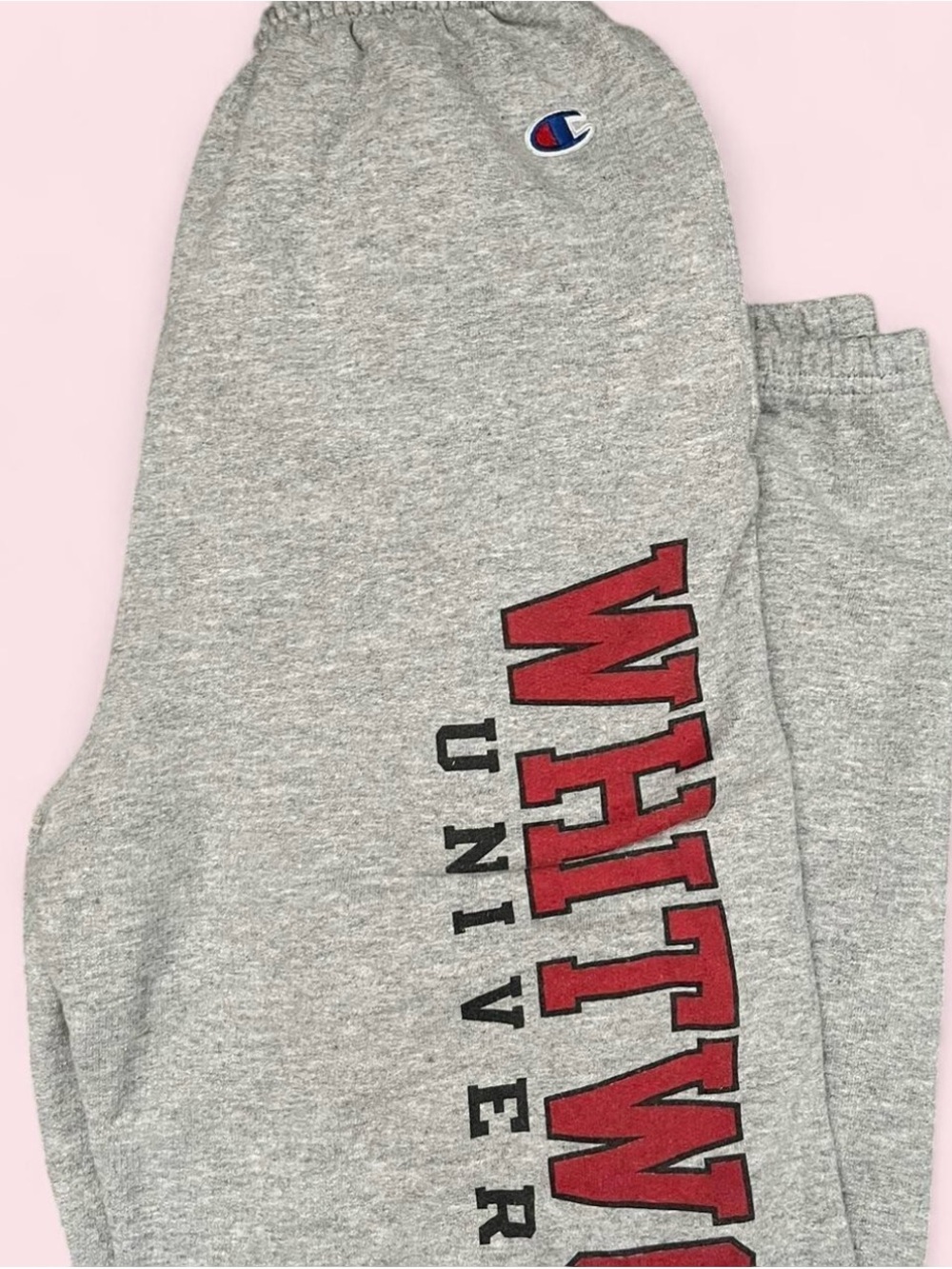 Champion Kids Heather Gray Sweatpants with Red & Black Lettering